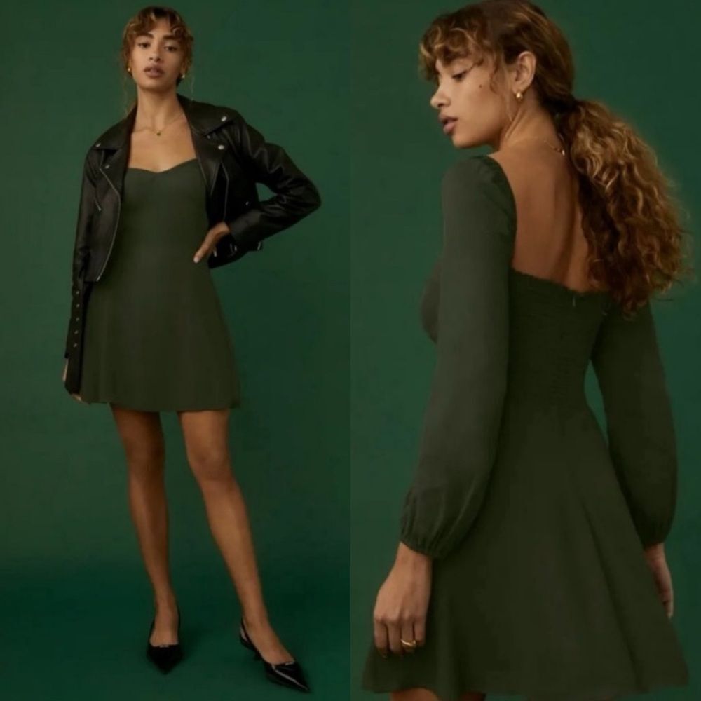 Reformation Mochi Mini Green Dress Size 4